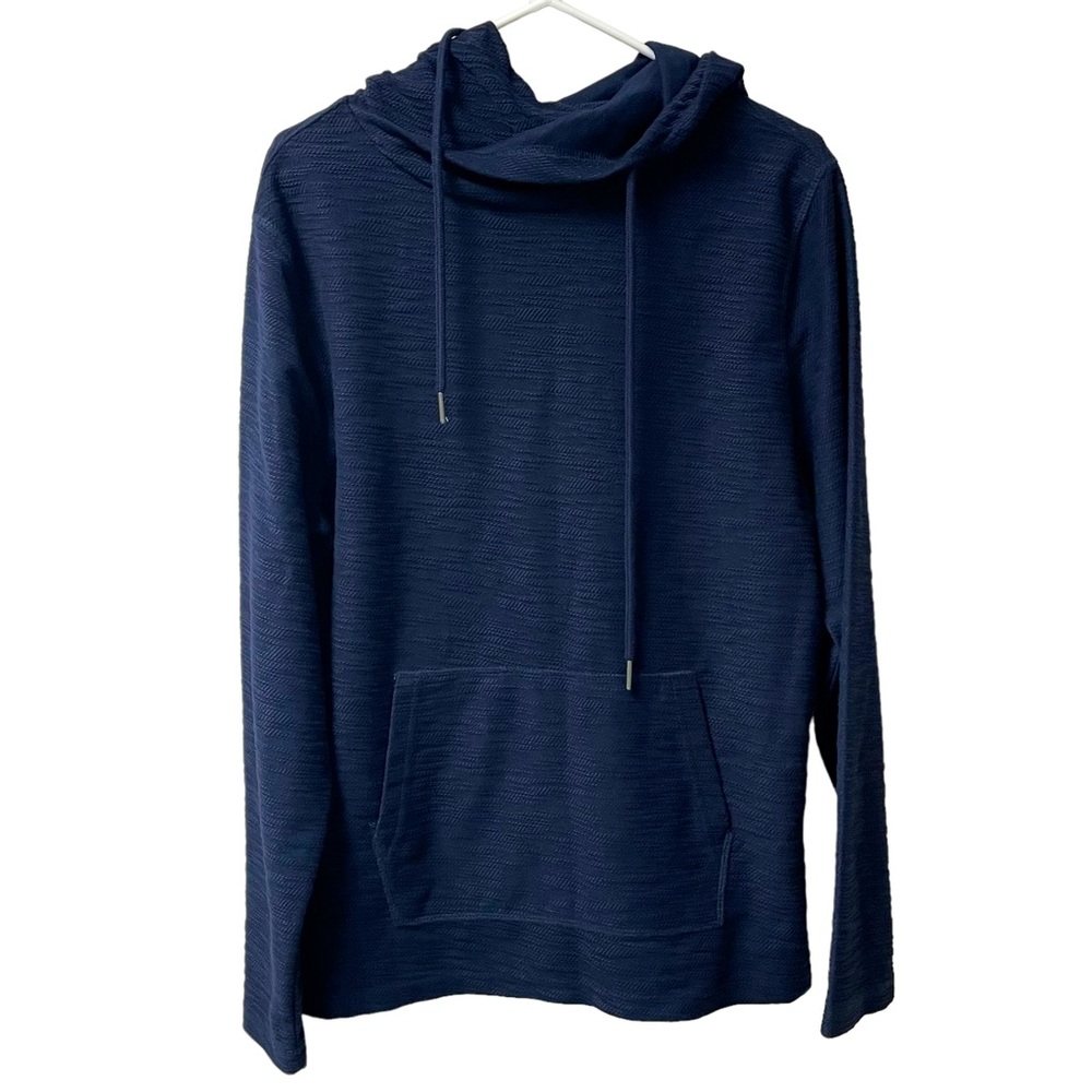 True Craft Mens Baja Textured Drawstring Navy Long Sleeve Casual Hoodie Small